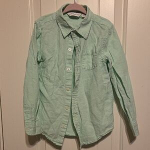 Janie and Jack Light Green Button Down Linen Shirt